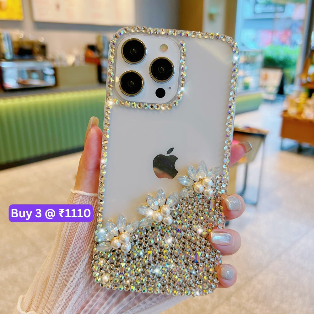 Handmade Transparent Diamond Gemstone Soft Case - iPhone 13 Pro