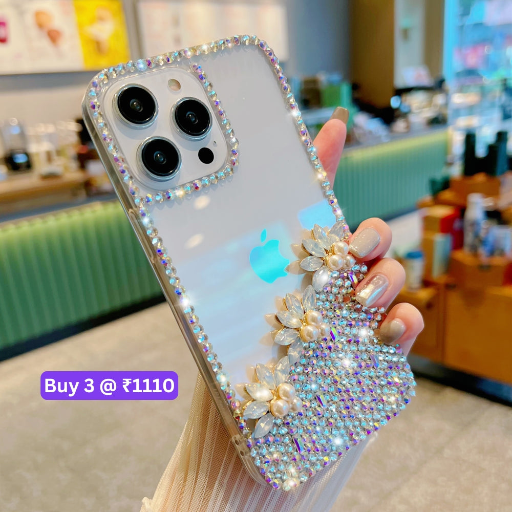 Handmade Transparent Diamond Gemstone Soft Case - iPhone 15 Pro