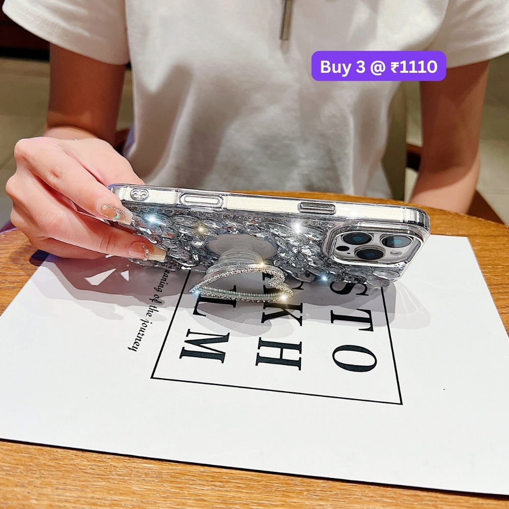 Heart shaped Makeup Mirror Dimond TPU (Soft) Phone Case | Mobile Cover - Samsung S23 Ultra