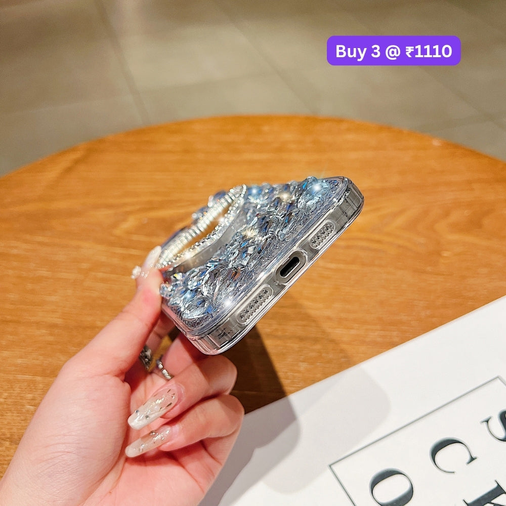 Heart shaped Makeup Mirror Dimond TPU (Soft) Phone Case | Mobile Cover - Samsung S23 Ultra