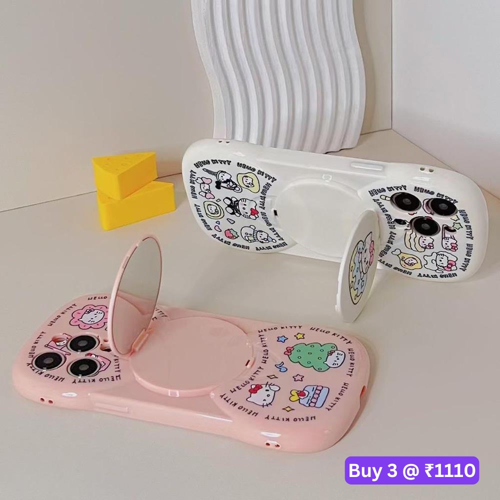 Hello Kitty TPU Case With Mirror Stand - iPhone 13 Pro Max