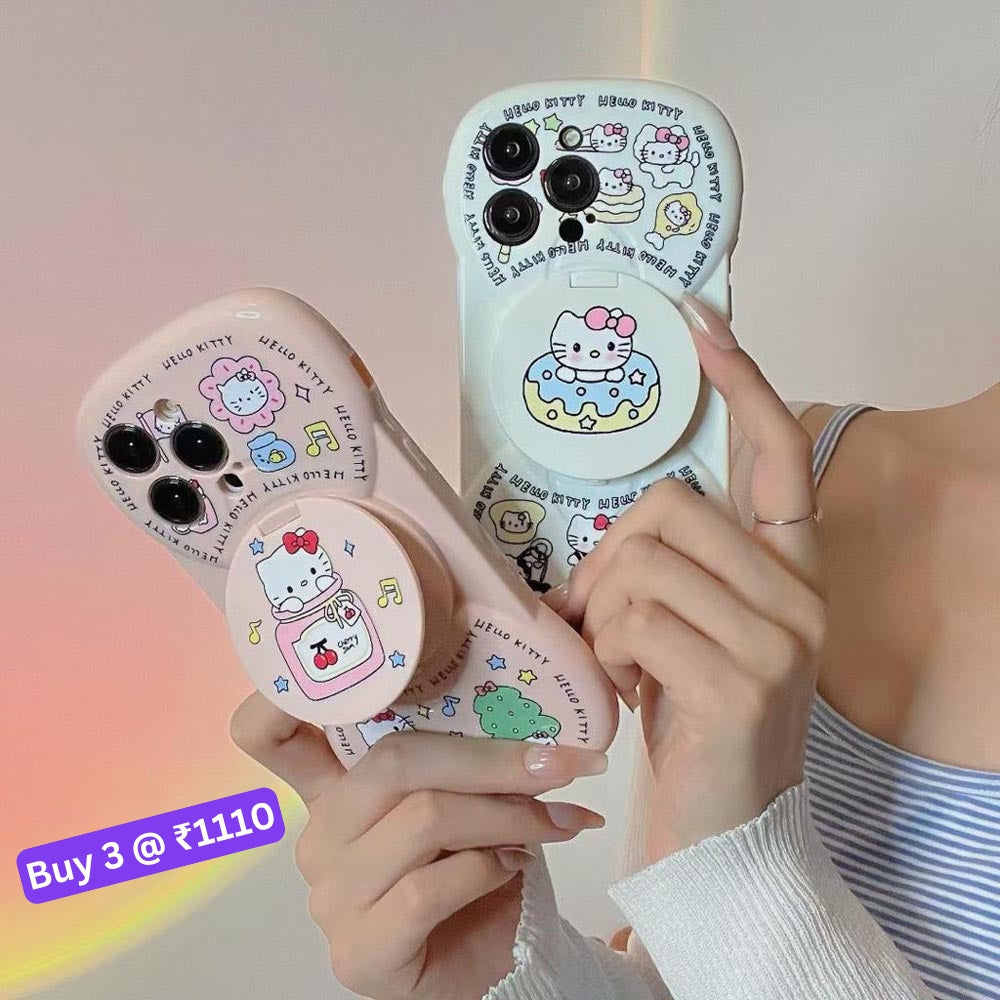 Hello Kitty TPU Case With Mirror Stand - iPhone 13 Pro Max