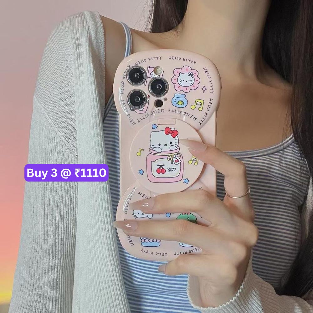 Hello Kitty TPU Case With Mirror Stand - iPhone 13 Pro Max