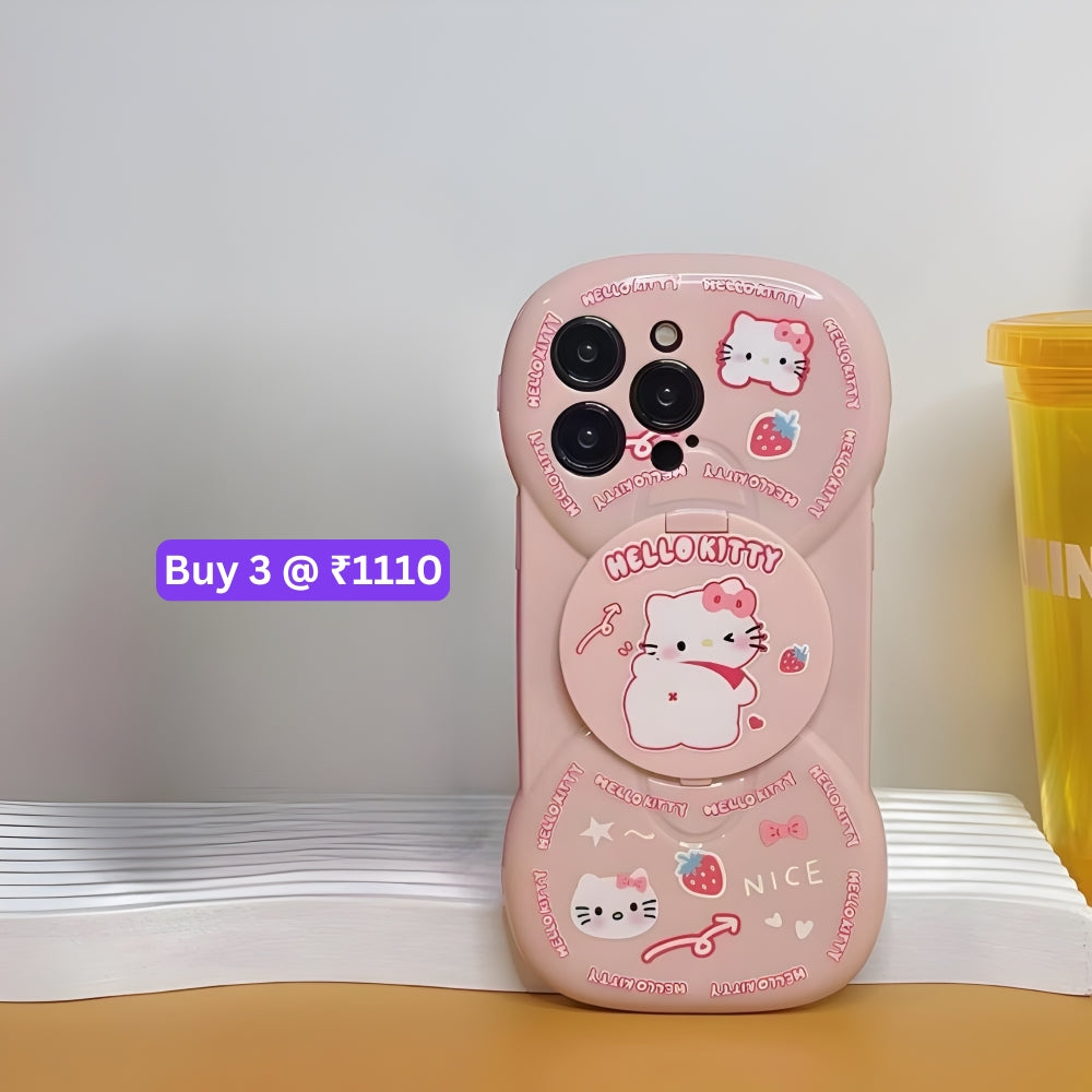Hello Kitty TPU Case With Mirror Stand - iPhone 13 Pro Max