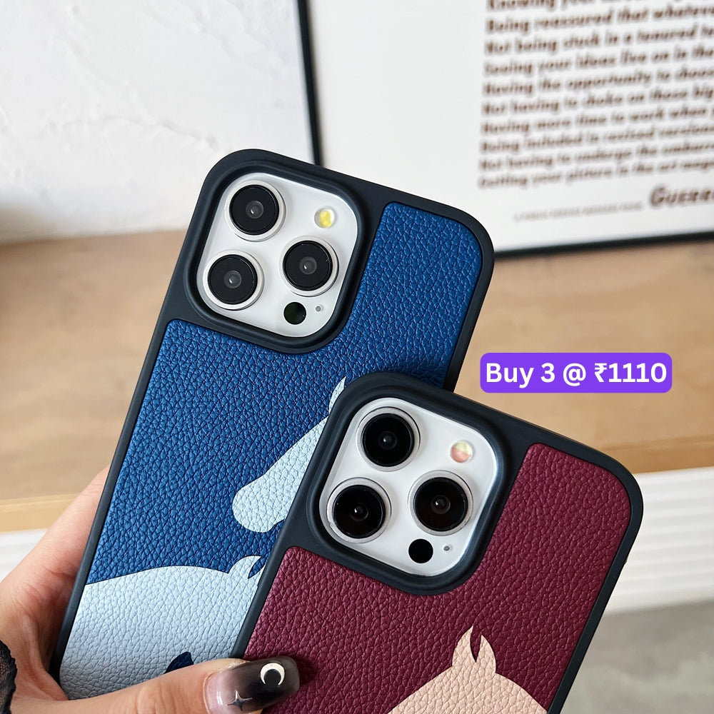 Horse Color Printed PU Leather Shockproof Phone Case - iPhone 15 Pro Max