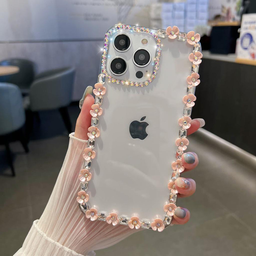 Handmade Flower Border Transparent PC(Hard) | TPU(Soft) Cover - iPhone 15 Pro