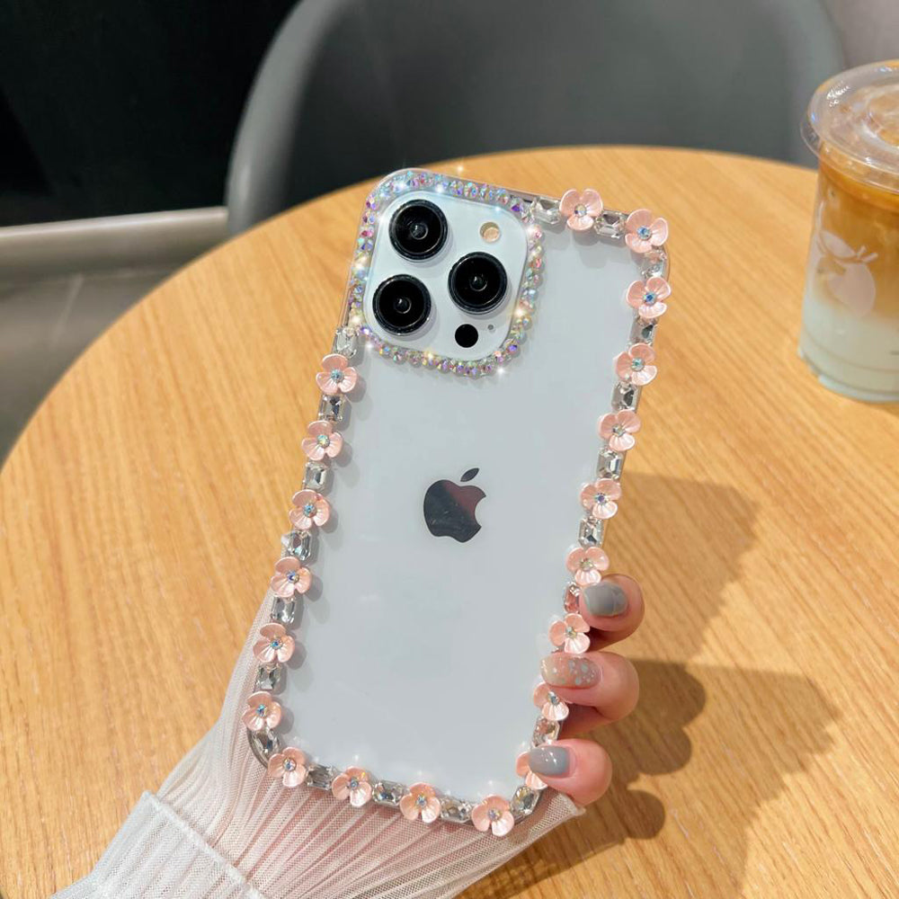 Handmade Flower Border Transparent PC(Hard) | TPU(Soft) Cover - iPhone 13