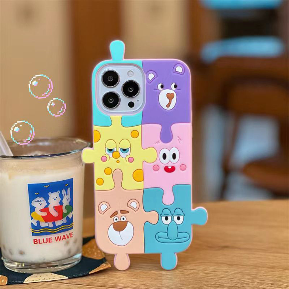 3D Cartoon Puzzle Silicone Shockproof Soft Phone Case - iPhone 14