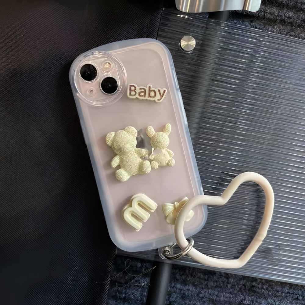 3D Teddy Ornament Heart Bracelet Color Transparent TPU Cover - Vivo X5 PRO (5G)