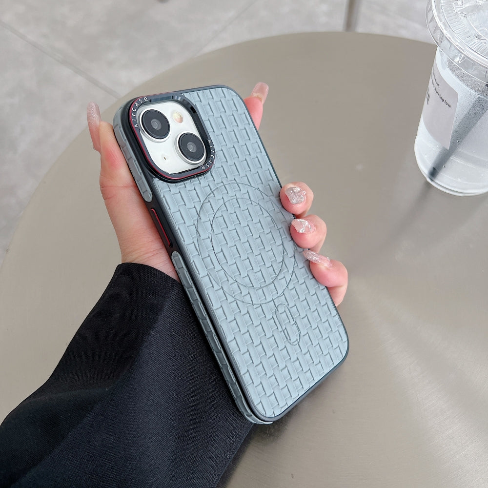 Magsafe PU Leather Woven Mesh Grid PC (Hard) Phone Case - iPhone 14 Pro Max