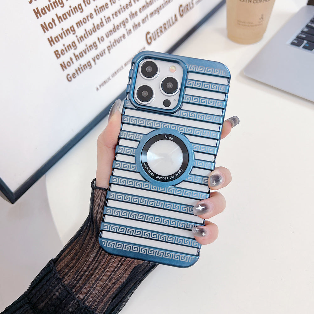 Lines Fiber Texture Logo Cut PC (Hard) Slim Thin Phone Case - iPhone 14 Pro Max