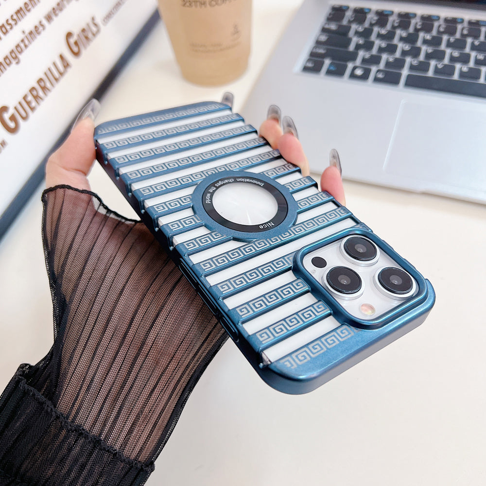 Lines Fiber Texture Logo Cut PC (Hard) Slim Thin Phone Case - iPhone 14 Pro Max