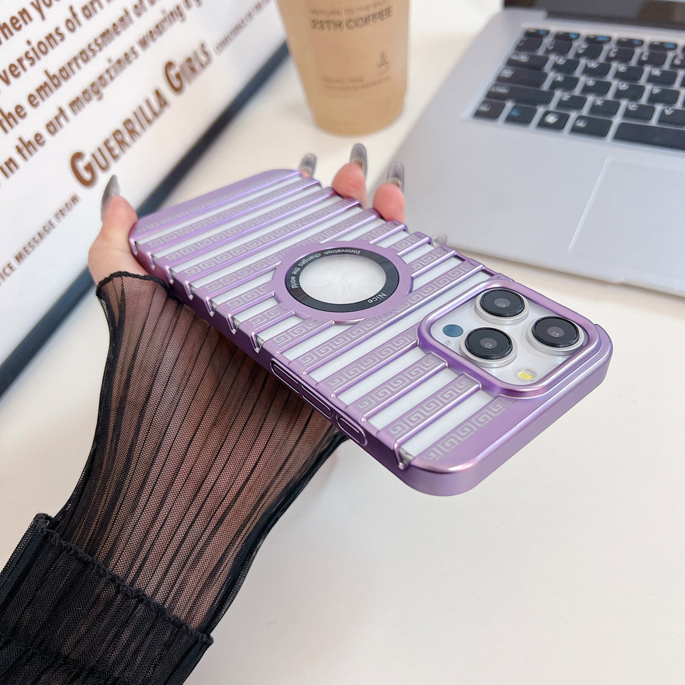 Lines Fiber Texture Logo Cut PC (Hard) Slim Thin Phone Case - iPhone 14 Pro Max