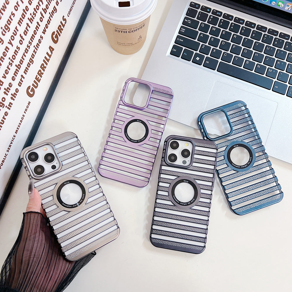 Lines Fiber Texture Logo Cut PC (Hard) Slim Thin Phone Case - iPhone 14 Pro Max