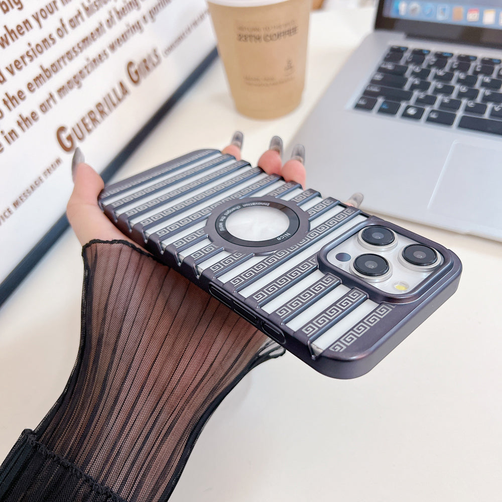 Lines Fiber Texture Logo Cut PC (Hard) Slim Thin Phone Case - iPhone 15 Pro