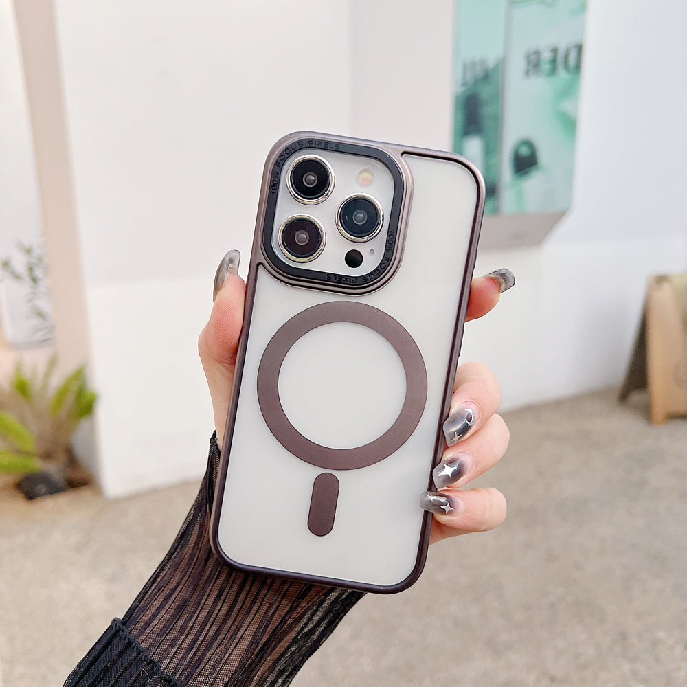 Metal Camera Frame Magsafe TPU (Soft) + PC (Hard) Phone Case - iPhone 15 Pro Max