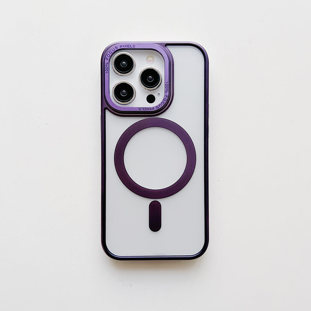 Metal Camera Frame Magsafe TPU (Soft) + PC (Hard) Phone Case - iPhone 15 Pro Max