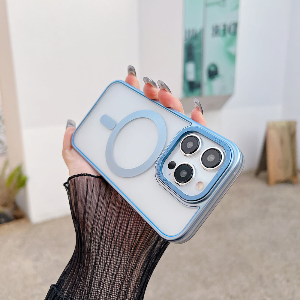 Metal Camera Frame Magsafe TPU (Soft) + PC (Hard) Phone Case - iPhone 15 Pro Max