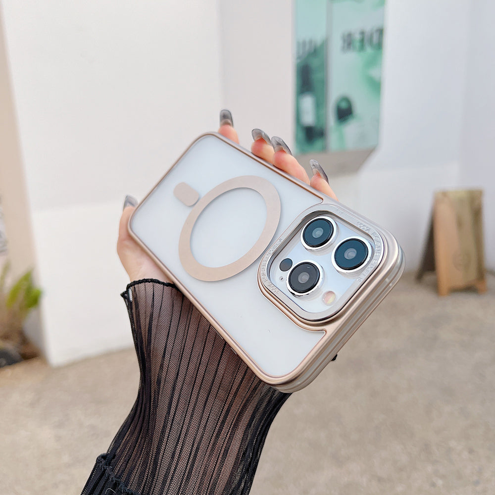 Metal Camera Frame Magsafe TPU (Soft) + PC (Hard) Phone Case - iPhone 15 Pro Max