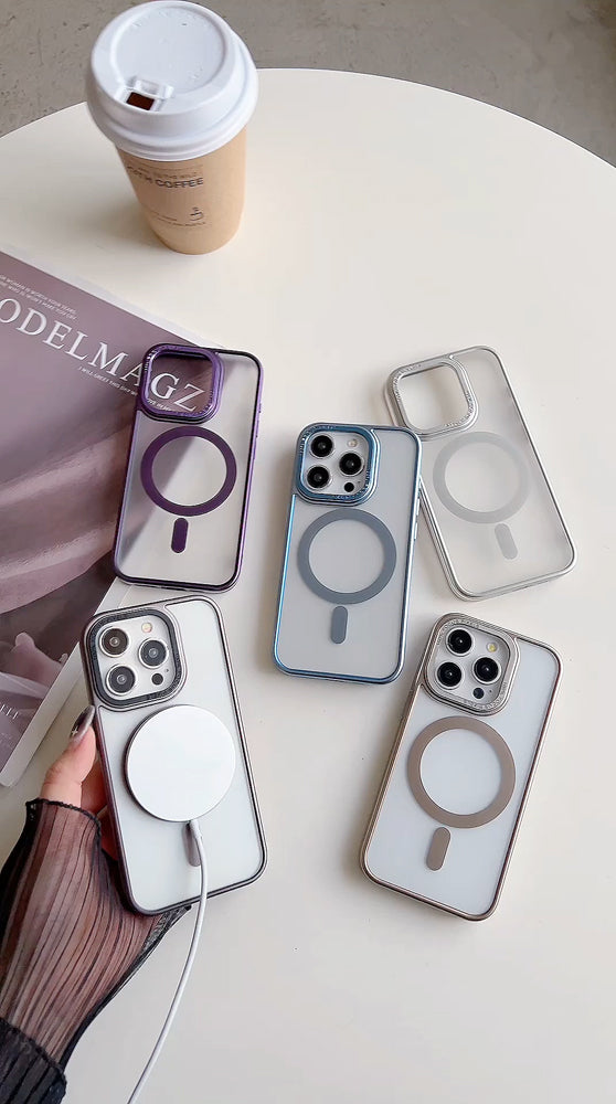 Metal Camera Frame Magsafe TPU (Soft) + PC (Hard) Phone Case - iPhone 15 Pro Max