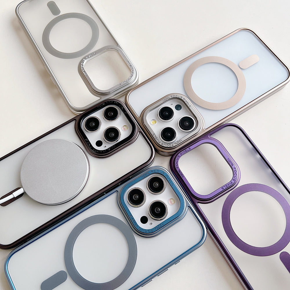 Metal Camera Frame Magsafe TPU (Soft) + PC (Hard) Phone Case - iPhone 15 Pro Max