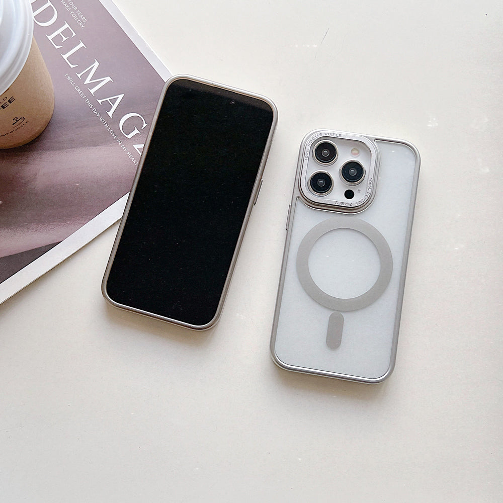 Metal Camera Frame Magsafe TPU (Soft) + PC (Hard) Phone Case - iPhone 15 Pro Max