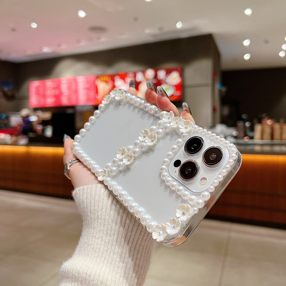 Pearl Border Floral Transparent PC (Hard) | TPU (Soft) Phone Case - iPhone 14 Plus