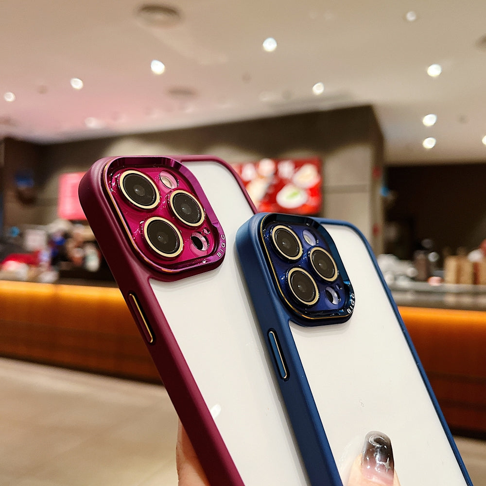 Electroplating Transparent Camera Lens Protective Phone Case - iPhone 15 Plus