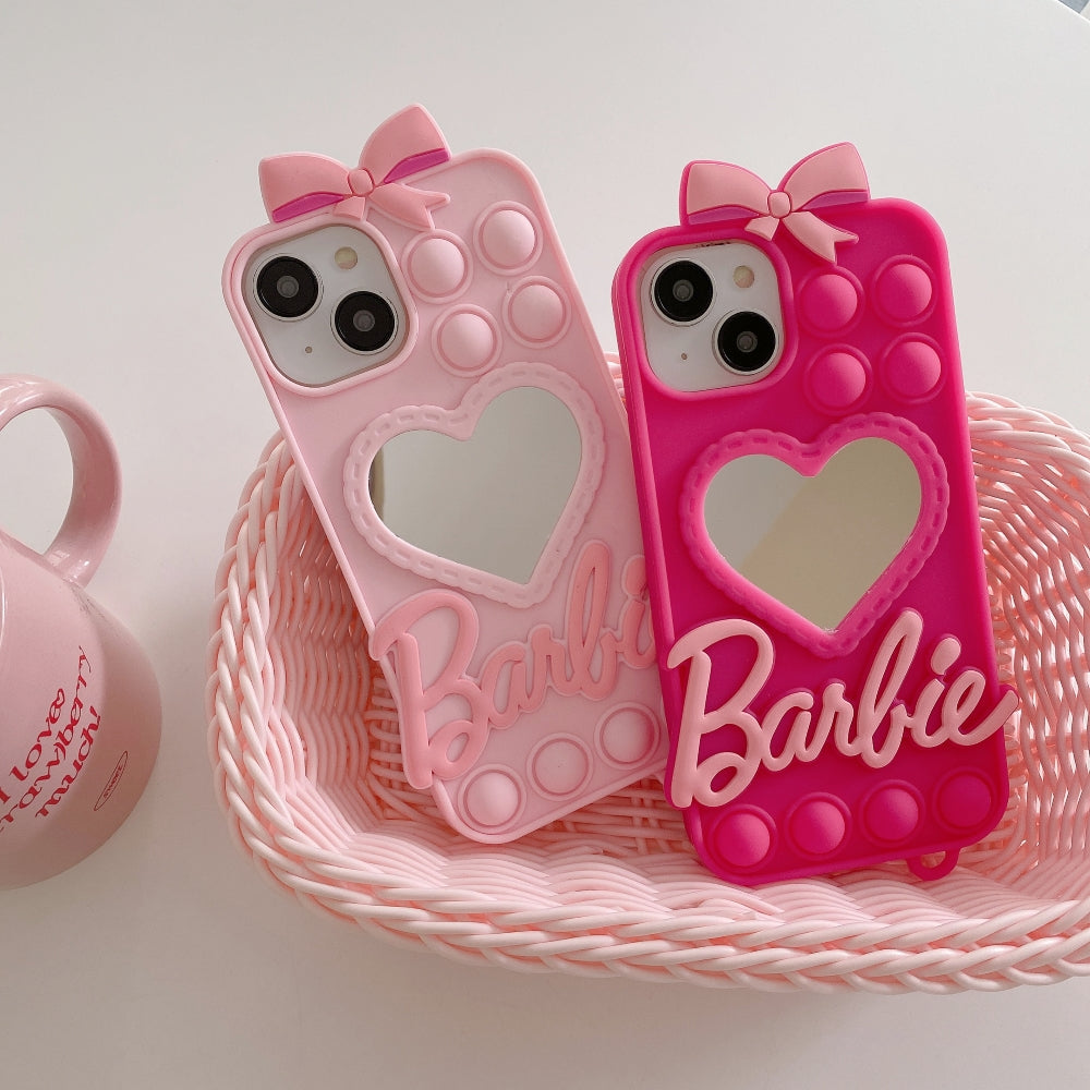 Love Heart Makeup Mirror Silicon Mobile Cover- iPhone 13 Pro