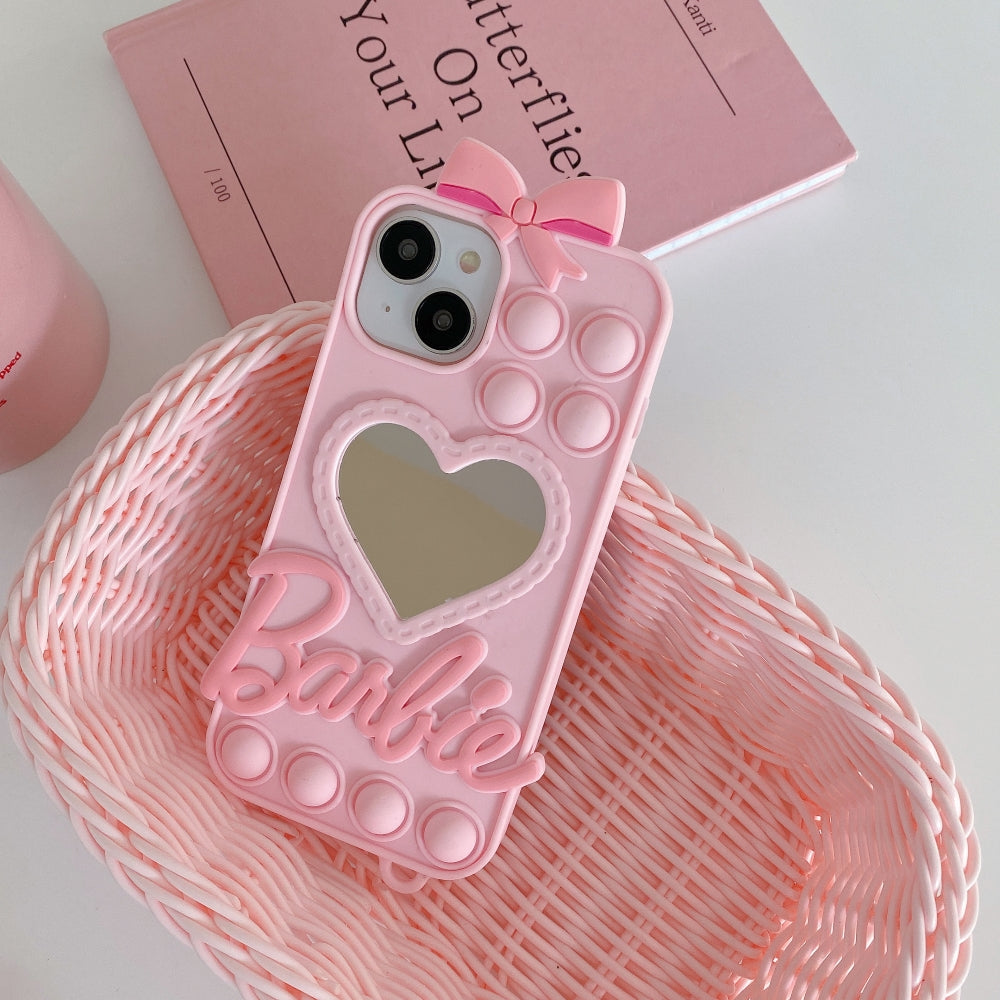 Love Heart Makeup Mirror Silicon Mobile Cover- iPhone 13 Pro