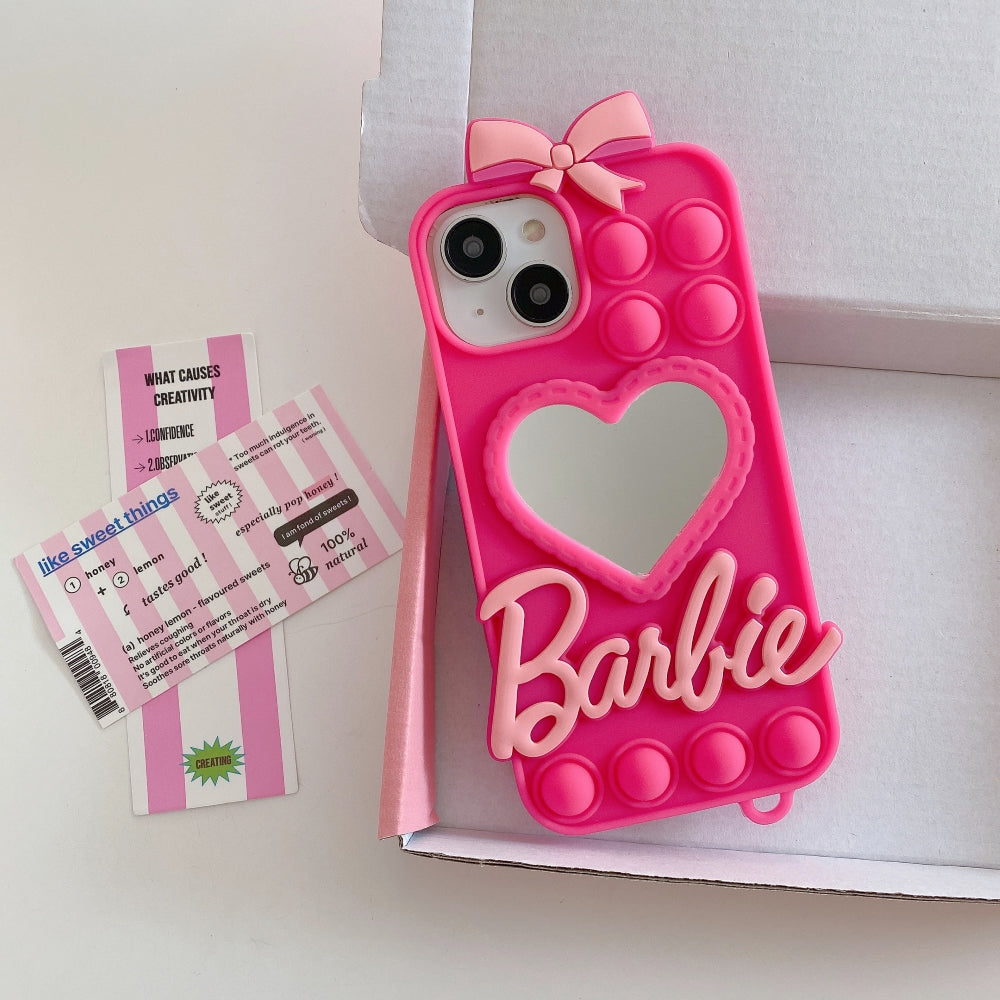 Love Heart Makeup Mirror Silicon Mobile Cover - iPhone 14