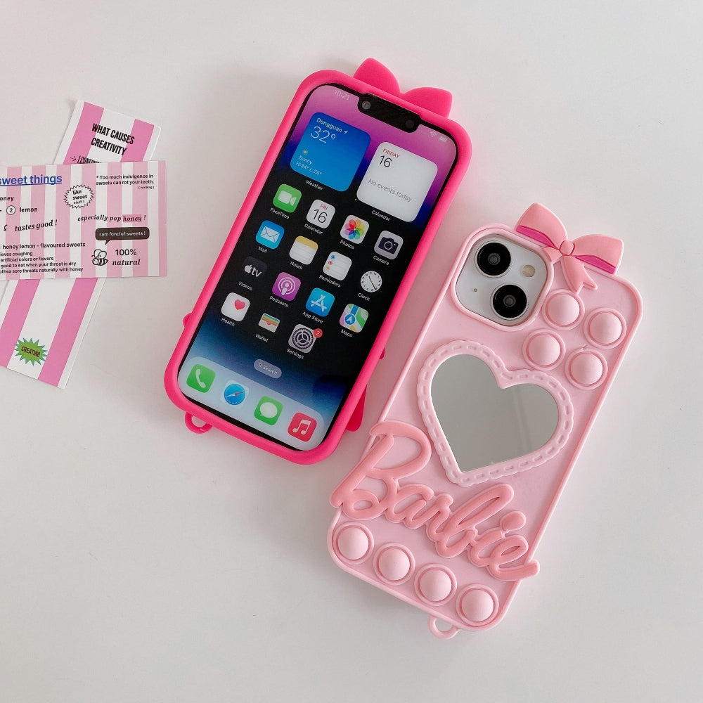 Love Heart Makeup Mirror Silicon Mobile Cover- iPhone 13 Pro