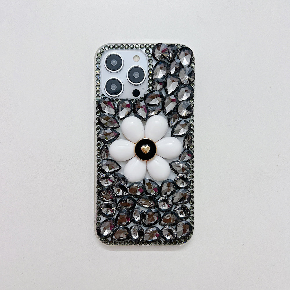 Handmade Flower Decor Glitter Diamond Case - Samsung S21FE
