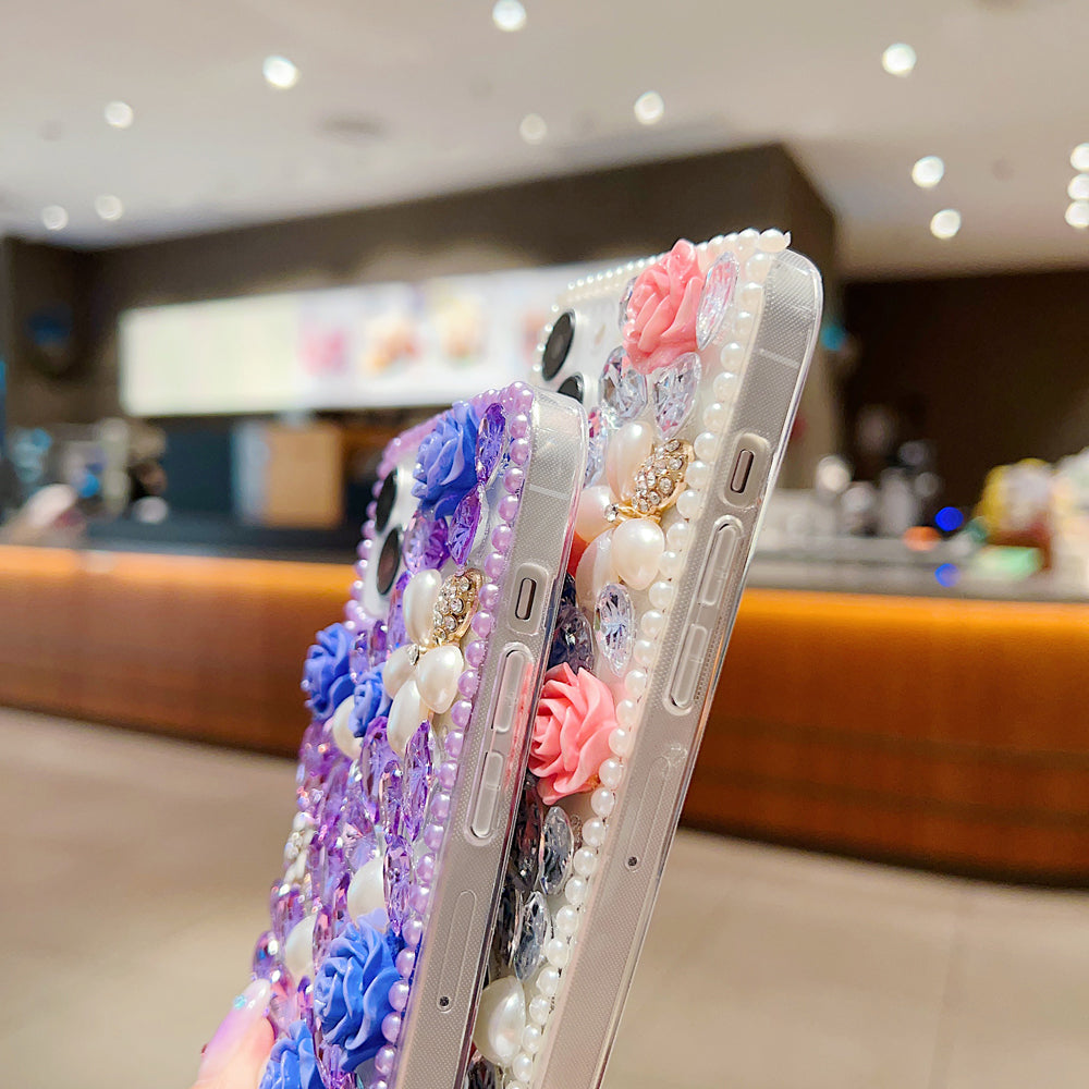 Luxury Crystal Gem and Flower Camera Protection Case - iPhone 12