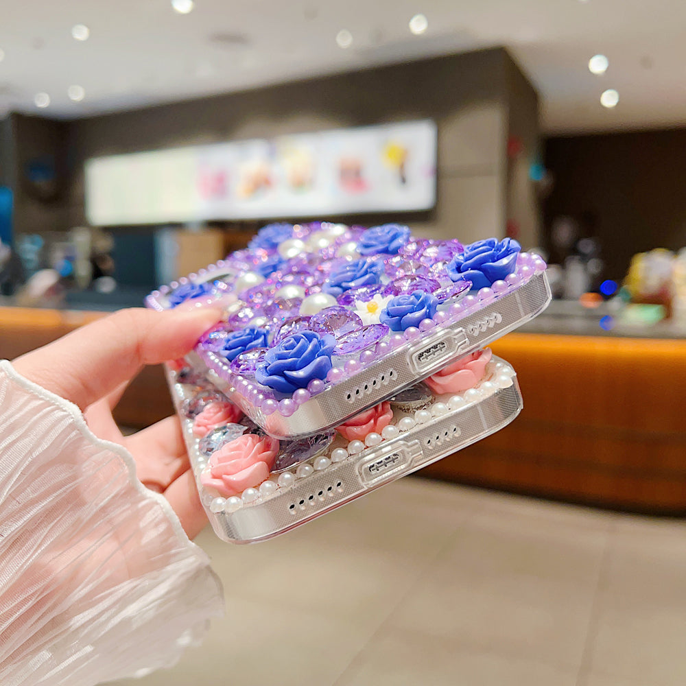 Luxury Crystal Gem and Flower Camera Protection Case - Samsung S21 FE