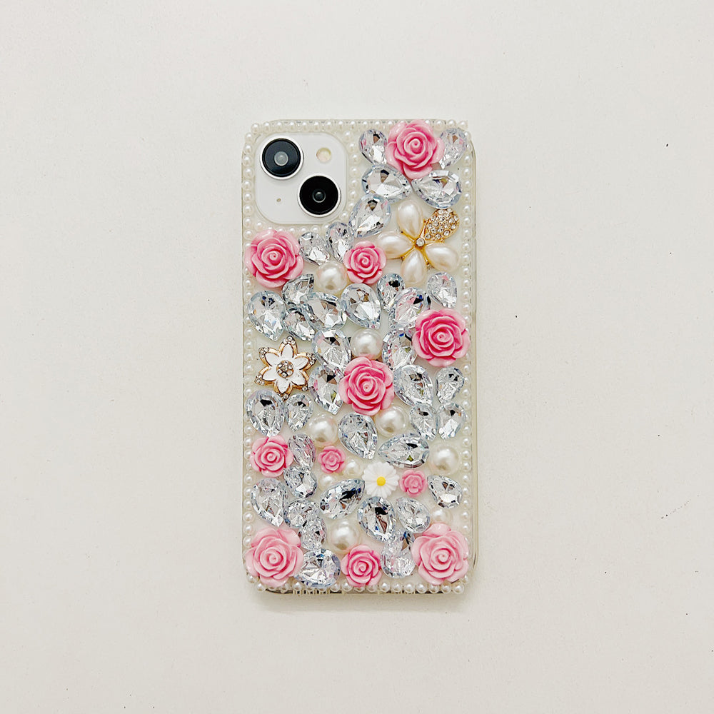 Luxury Crystal Gem and Flower Camera Protection Case - Samsung S21 FE