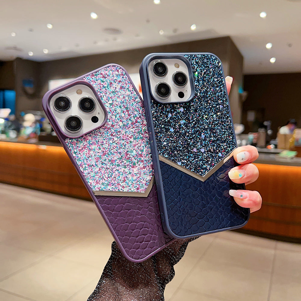 Bling Decorative Leather | Silicone Phone Case - iPhone 13 Pro