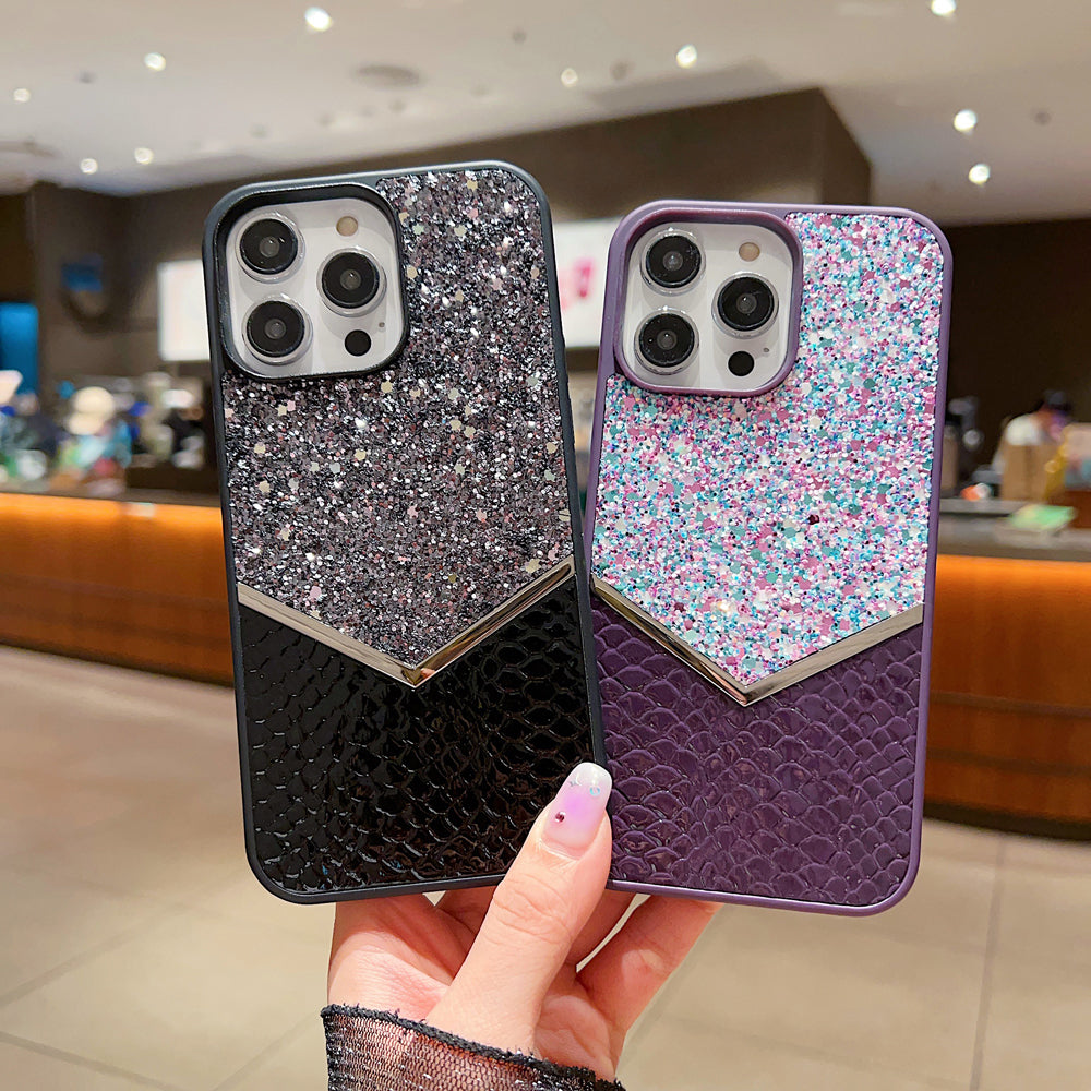 Bling Decorative Leather | Silicone Phone Case - iPhone 12