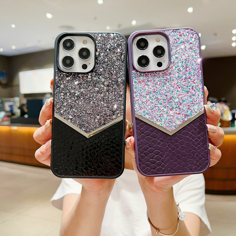 Bling Decorative Leather | Silicone Phone Case - iPhone 13 Pro