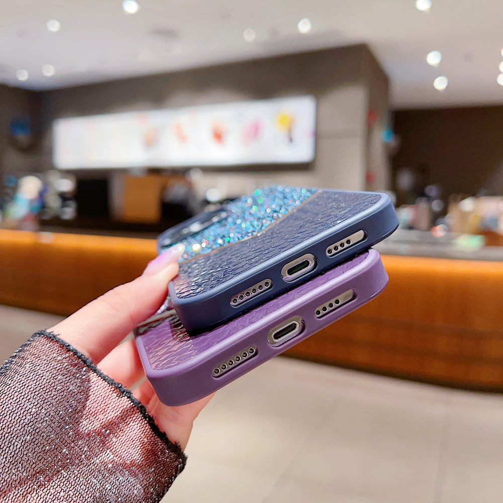 Bling Decorative Leather | Silicone Phone Case - iPhone 12