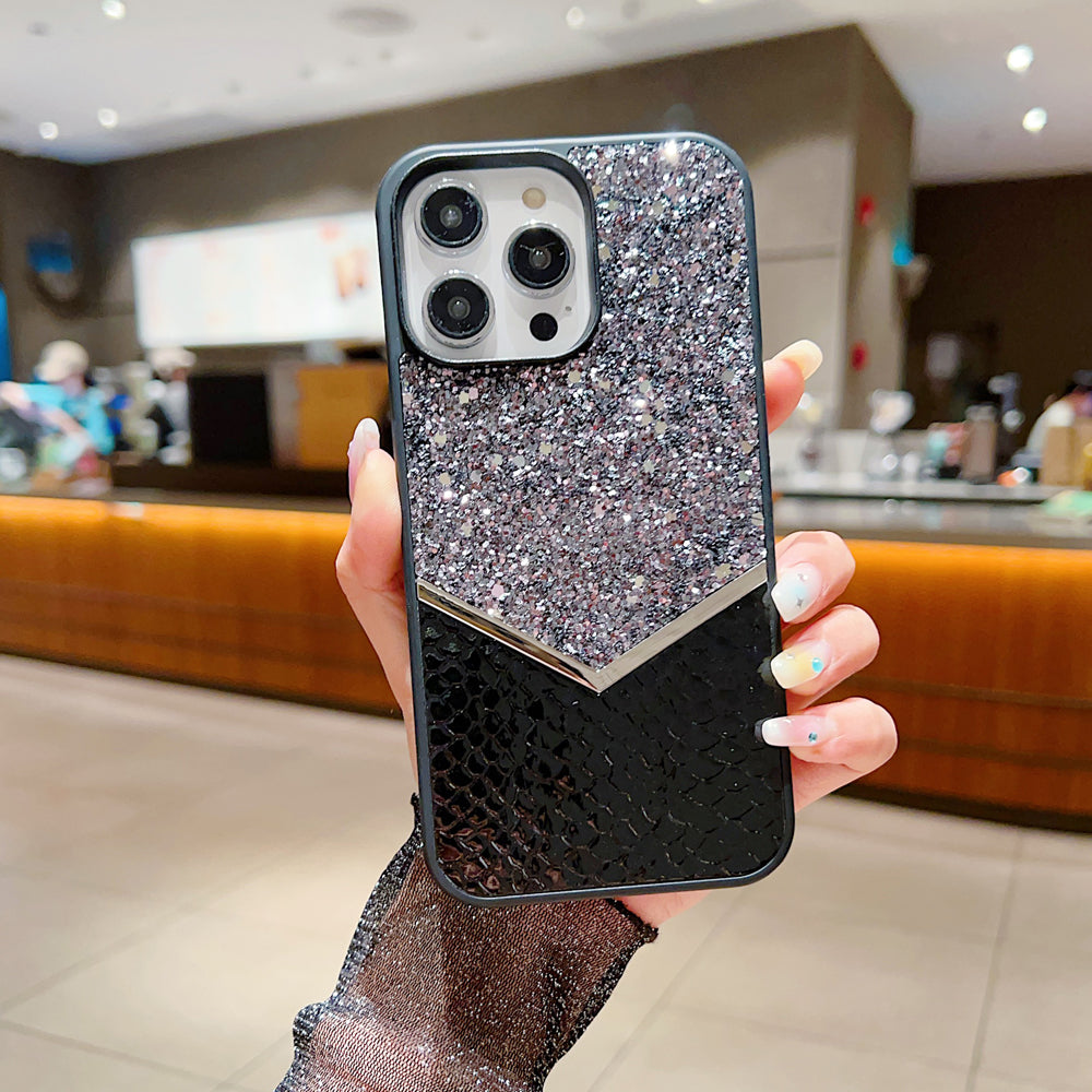 Bling Decorative Leather | Silicone Phone Case - iPhone 12