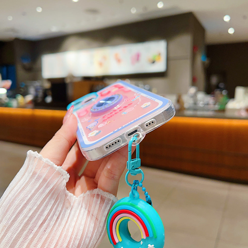 Rotated Ring Holder Printed Case With Charm - Realme C55