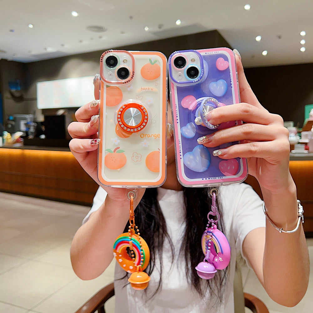 Rotated Ring Holder Printed Case With Charm - Realme C55