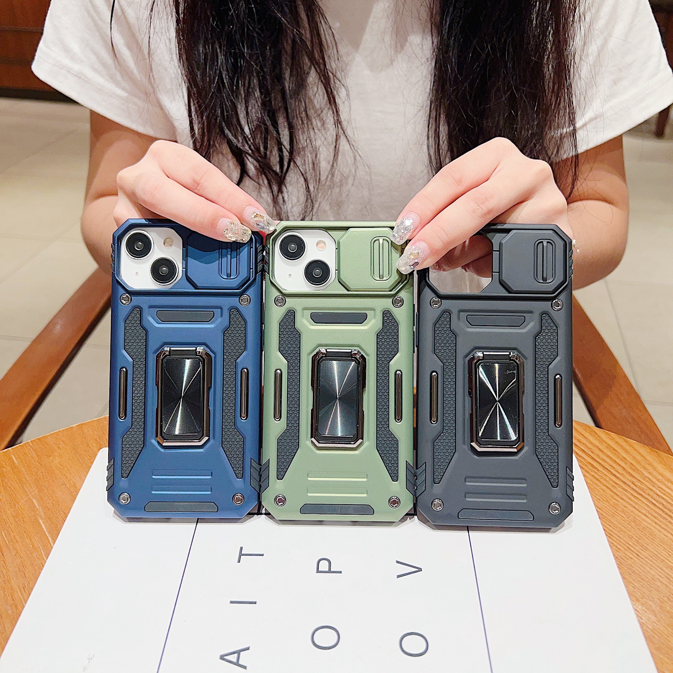 Shockproof Camera Shutter Ring Holder PC (Hard) Stand Cover - Samsung M53 (5G)