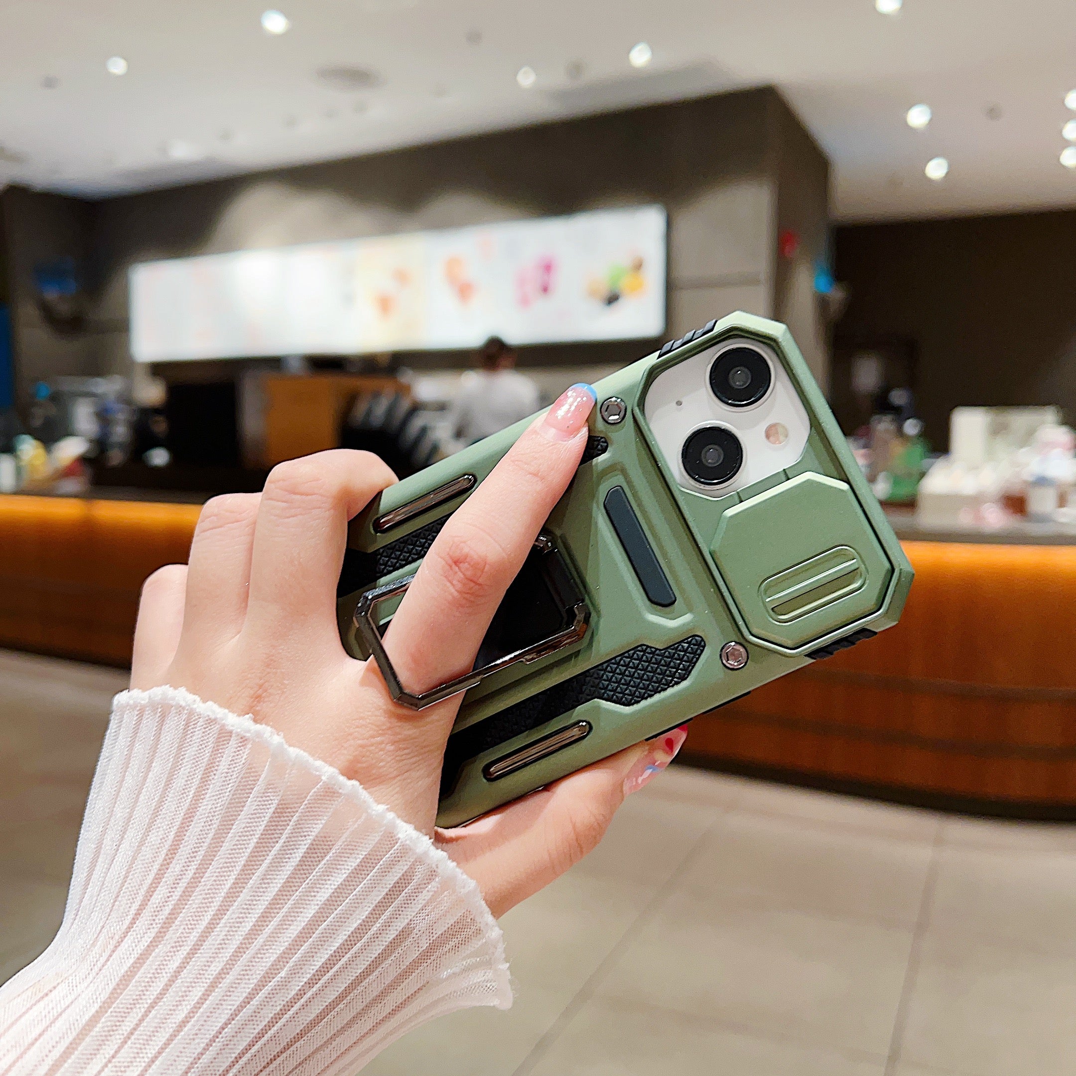 Shockproof Camera Shutter Ring Holder PC (Hard) Stand Cover - Samsung M53 (5G)