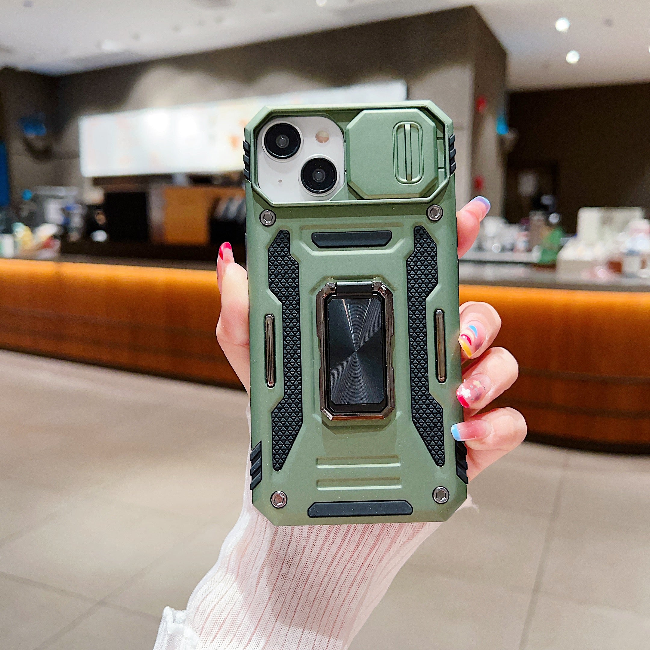 Shockproof Camera Shutter Ring Holder PC (Hard) Stand Cover - Samsung M53 (5G)