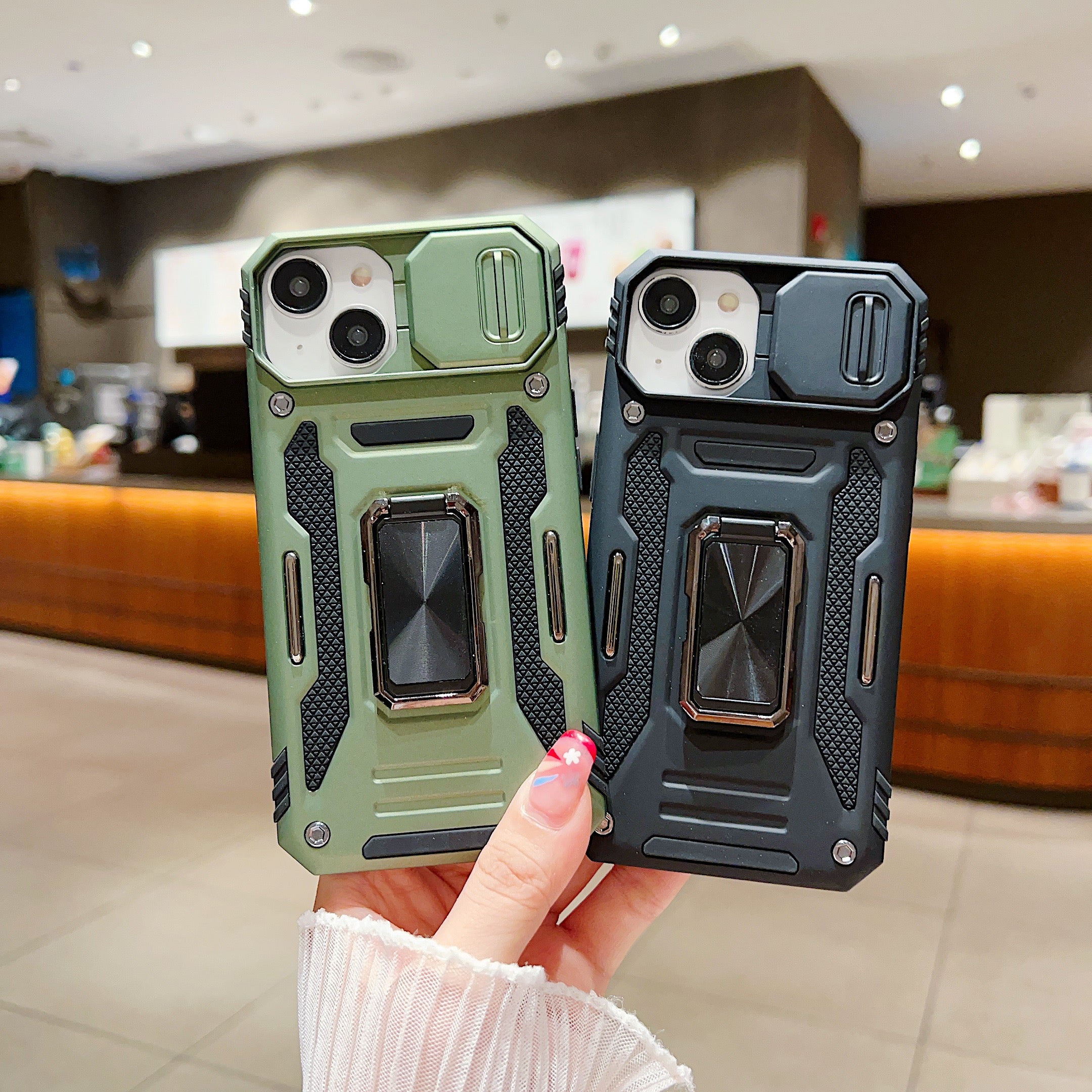 Shockproof Camera Shutter Ring Holder PC (Hard) Stand Cover - Samsung M53 (5G)