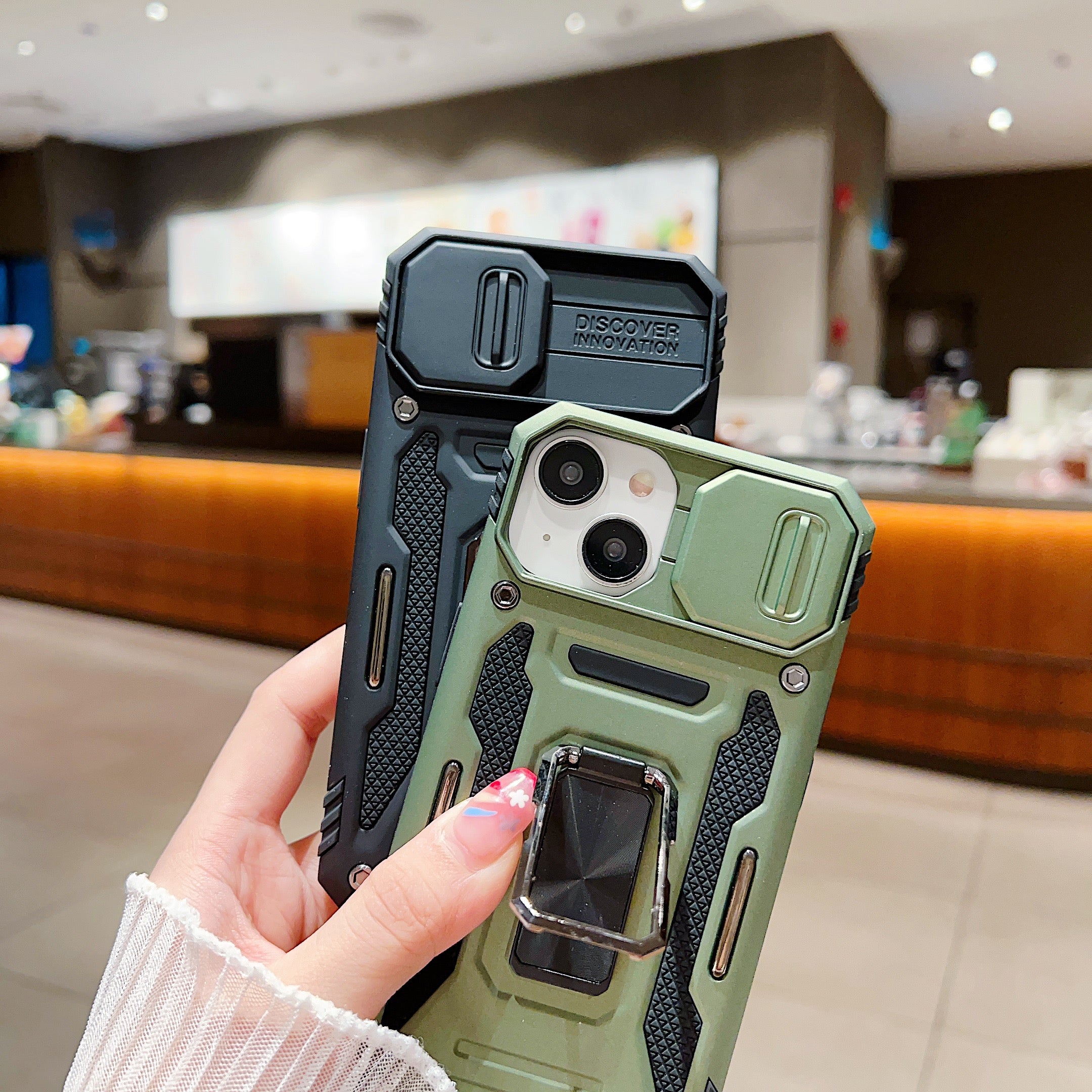 Shockproof Camera Shutter Ring Holder PC (Hard) Stand Cover - Samsung M53 (5G)