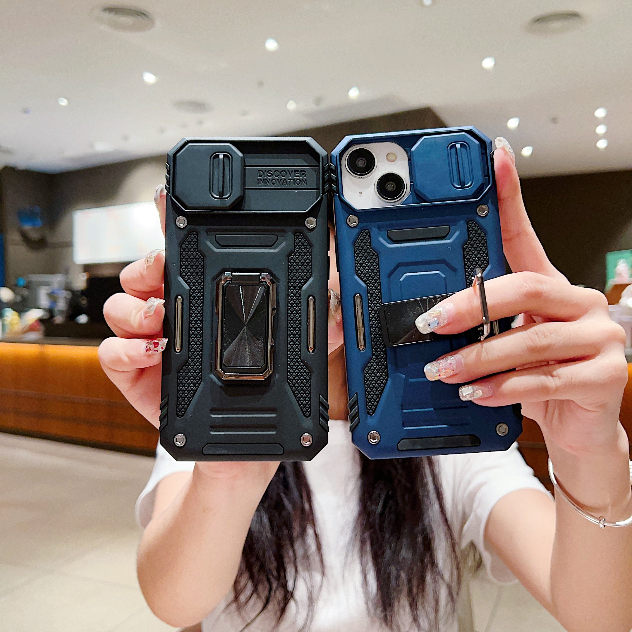Shockproof Camera Shutter Ring Holder PC (Hard) Stand Cover - Samsung M53 (5G)