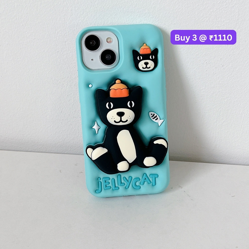 Jelly Cat Stand TPU (Soft) Silicone Phone Case | Mobile Cover - iPhone 16 Plus